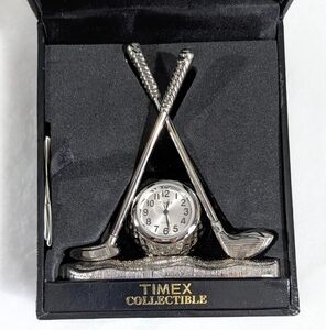 Timex Golf Clubs And Golf Ball Mini Clock (Untested)
